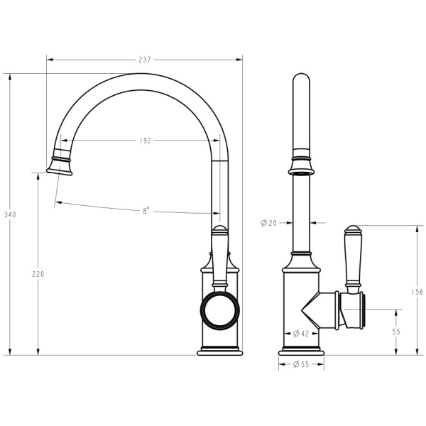 IKON / Clasico Gooseneck Basin Mixer - HYB868-101 - Image 5