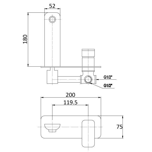 NOVA WALL BASIN MIXER WITH SPOUT - PSR3006SB - Image 4