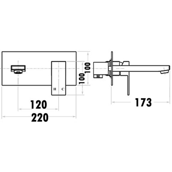 ROSA SQUARE WALL BASIN MIXER - PSS3003SB - Image 3