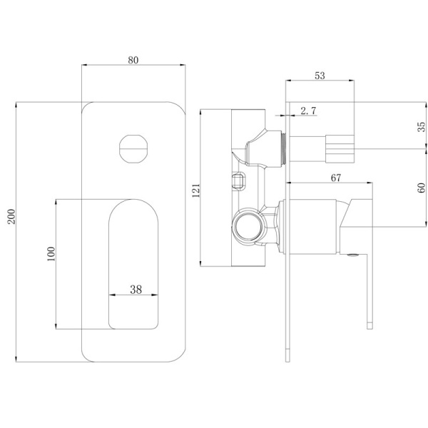 IKON/ FLORES WALL MIXER WITH DIVERTER - HYB135-501 - Image 5