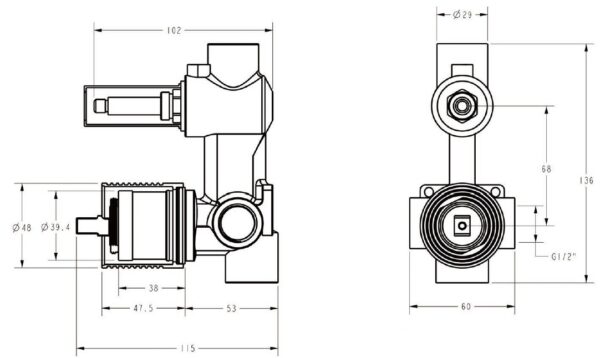IKON/ Clasico Wall Diverter Mixer Body HYB868-501BD - Image 2