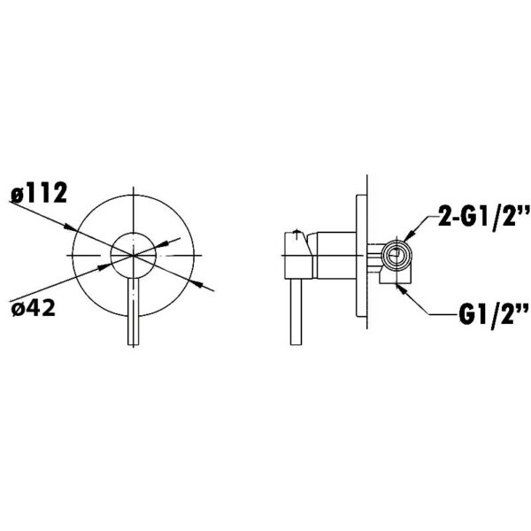 OTUS PIN HANDLE ROUND WALL MIXER - PC-3001SB - Image 3