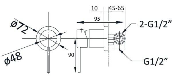 OTUS PIN HANDLE WALL MIXER - PC-3003SB - Image 3