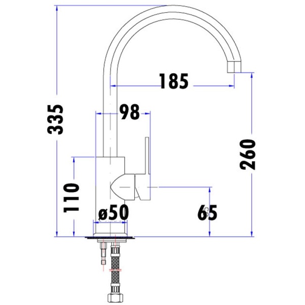 OTUS PIN HANDLE GOOSENECK SINK MIXER - PC1001SB - Image 3