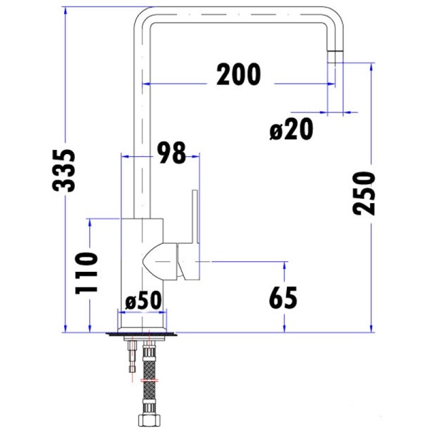 OTUS PIN HANDLE HIGH RISE SINK MIXER - PC1002SB - Image 3