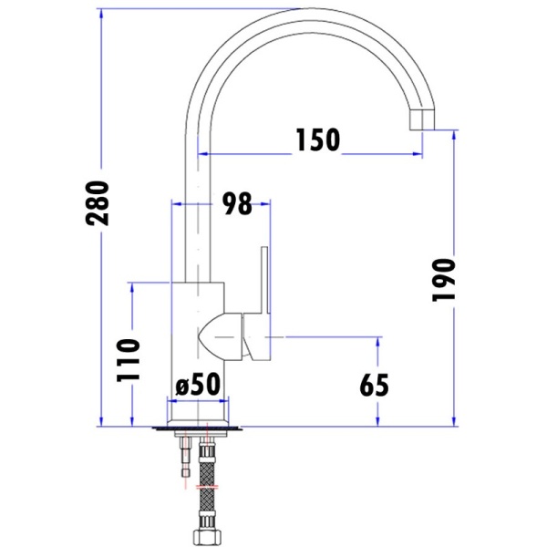 OTUS PIN HANDLE GOOSENECK BASIN MIXER - PC2002SB - Image 2
