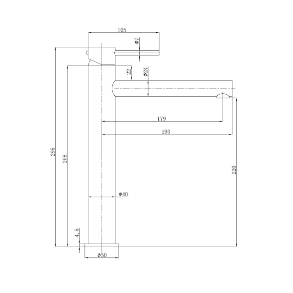 Otus Slimline SS Highrise Basin Mixer - PLC2004SS - Image 6