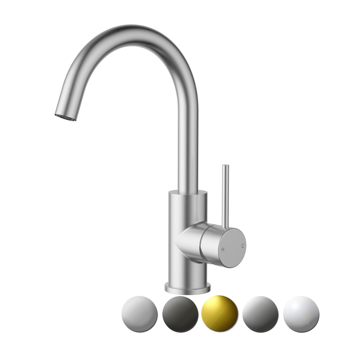 Otus Slimline SS304 Basin Mixer Gooseneck Stainless Steel