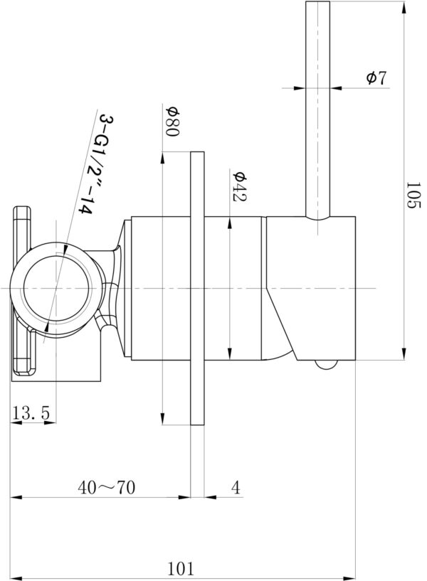 Otus Slimline SS Wall Mixer Rough-in Body PLC3001SS-BD - Image 2