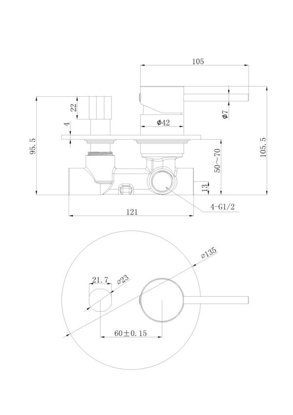 Otus Slimline SS Wall Diverter Mixer Trim Kits - PLC3002SS-TK - Image 6