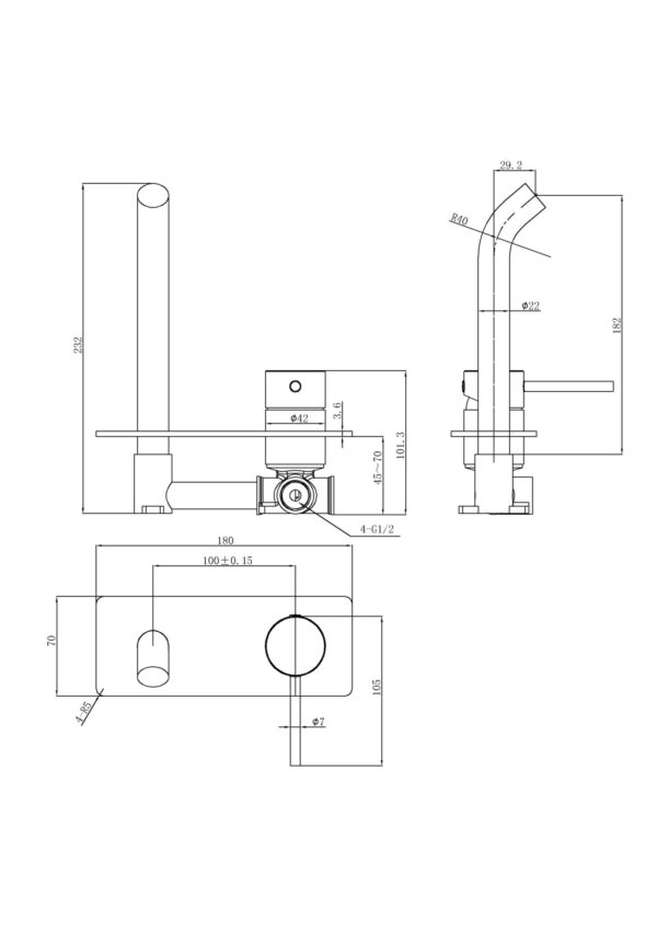 Otus Slimline SS Wall Basin Mixer Trim Kits PLC3003SS-TK - Image 6