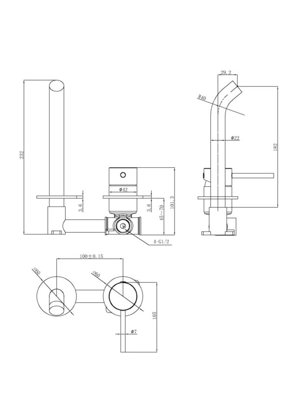Otus Slimline SS Wall Basin Mixer Separate Trim Kit PLC3004SS-TK - Image 6
