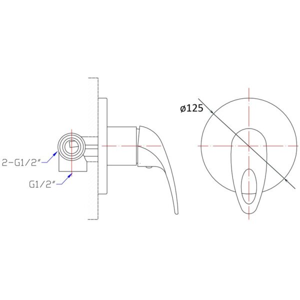 MINA HOLLOW-OUT HANDLE WALL MIXER - PQ-3001SW - Image 2