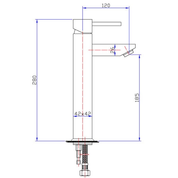 SARA SQUARE HIGH RISE BASIN MIXER - PS2002SB - Image 2