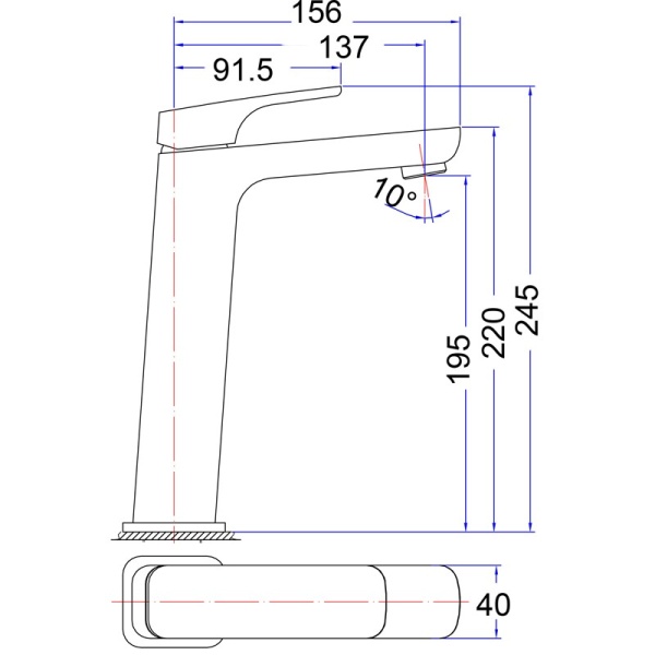 EDEN SOFT SQUARE HIGH RISE BASIN MIXER - PSL2002 - Image 4