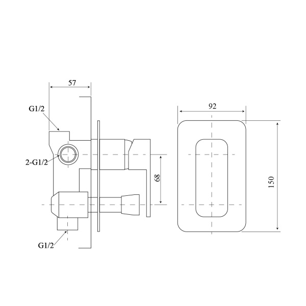 NOVA WALL MIXER WITH TOP DIVERTER - PSR3005SB - Image 3