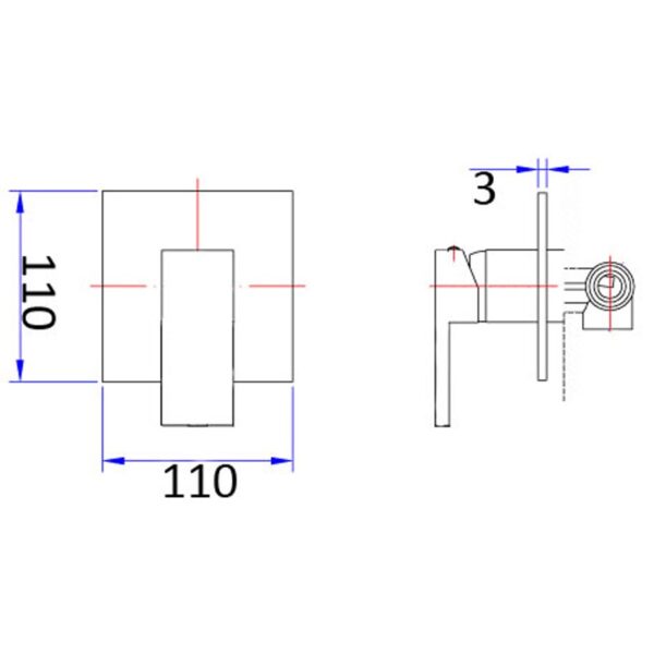 ROSA SQUARE BATH/SHOWER MIXER - PSS3001SB - Image 3