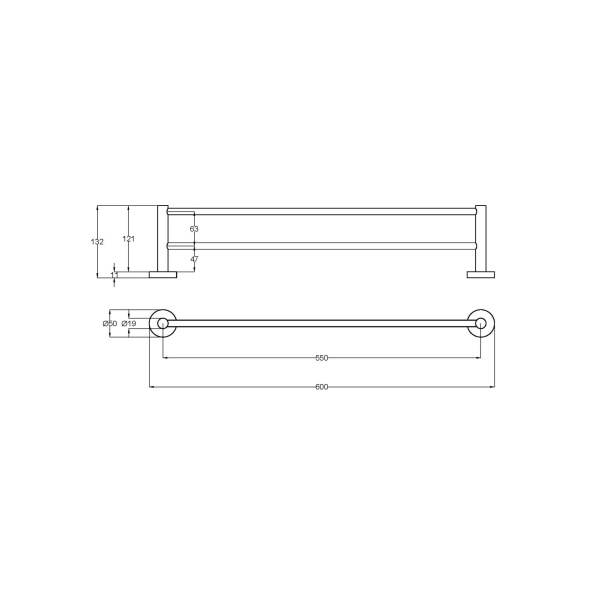 OTUS SLIMLINE DOUBLE TOWEL RAIL 600MM - 4501-600SS - Image 7