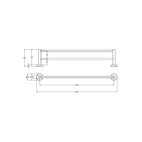 OTUS SLIMLINE DOUBLE TOWEL RAIL 900MM - 4501-900SS - Image 6