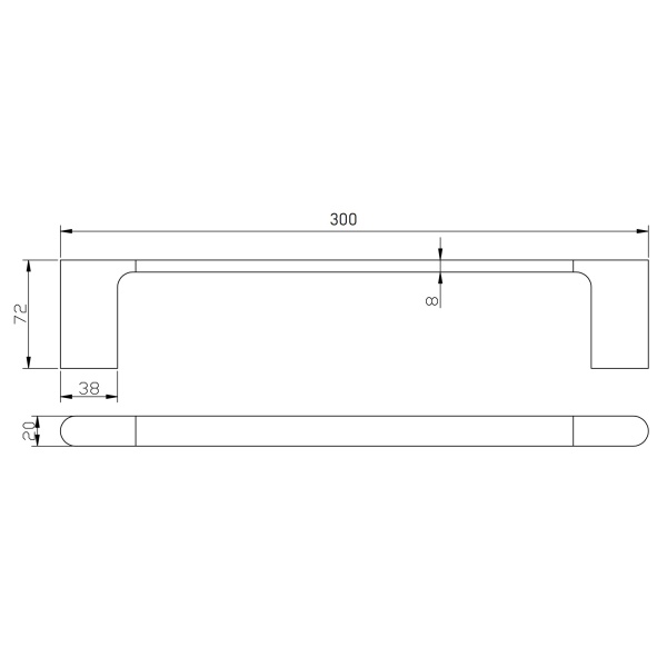 CORA SINGLE TOWEL RAIL 300mm - 5301-300 - Image 2