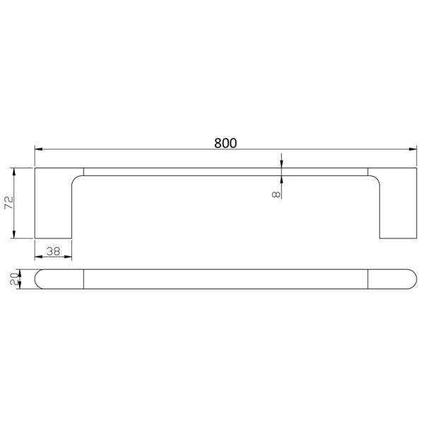 CORA SINGLE TOWEL RAIL 800mm - 5301-800 - Image 7