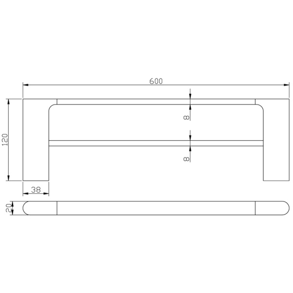 CORA DOUBLE TOWEL RAIL 600mm 5302-600 - Image 7