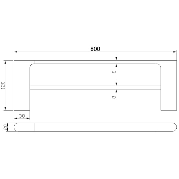 CORA DOUBLE TOWEL RAIL 800mm - 5302-800 - Image 7
