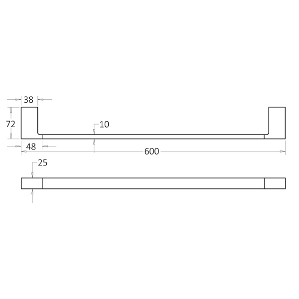 CERAM SINGLE TOWEL RAIL 600MM - 55601-600 - Image 5