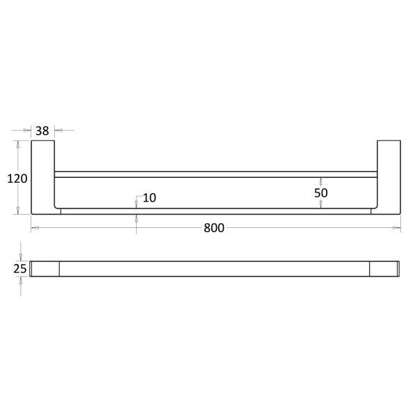 CERAM DOUBLE TOWEL RAIL 800MM CHROME - 55602-800 - Image 6