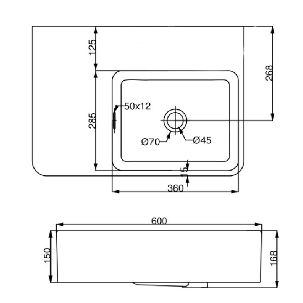 IKON ART WALL HUNG BASIN - HDI-11-201-LHS - Image 2