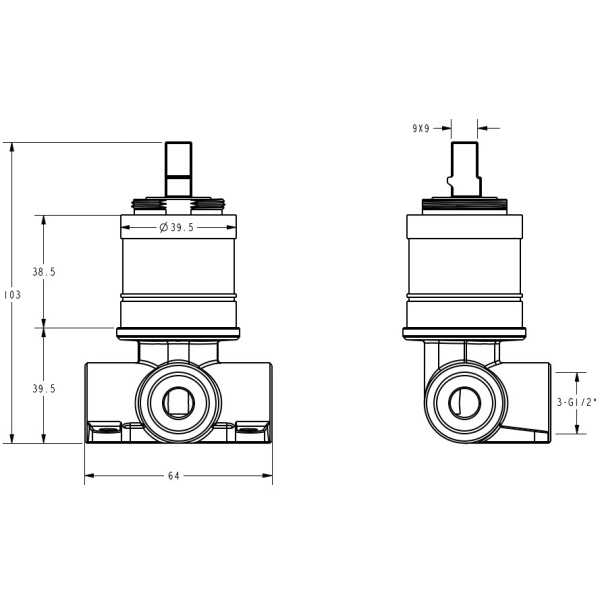 IKON/Linie Wall Mixer Body. HYB585-303BD - Image 2