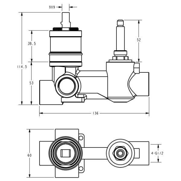 IKON/Linie Wall Diverter Mixer Body. HYB585-501BD - Image 2