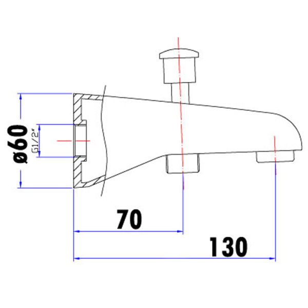 YALE BATH SPOUT WITH DIVERTER - PHD-1002 - Image 2