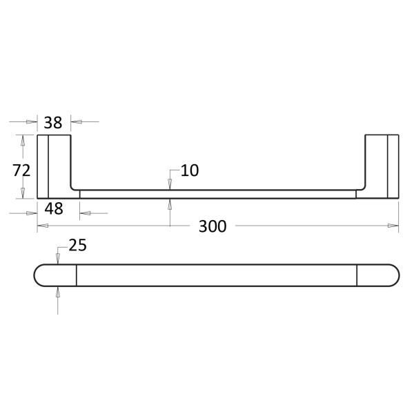 FLORES SINGLE TOWEL RAIL GUNMETAL 300MM - 55301-300-GM - Image 2