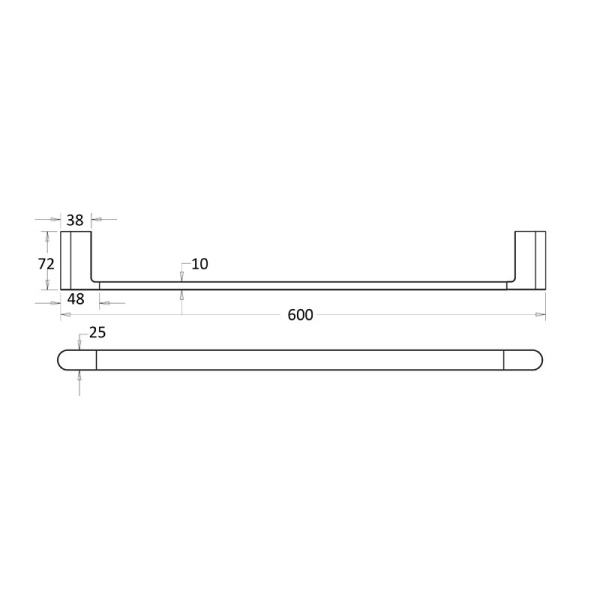 FLORES SINGLE TOWEL RAIL 600MM - 55301-600 - Image 6