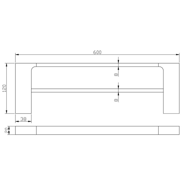 EDEN DOUBLE TOWEL RAIL 600MM - 5602-600 - Image 4