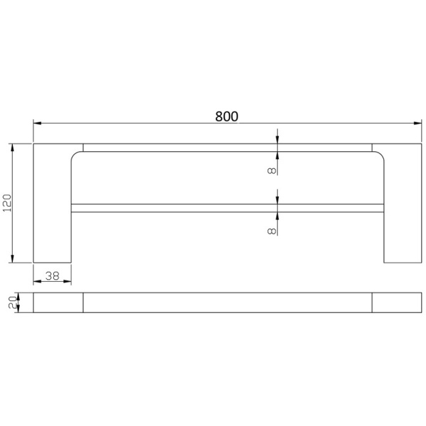 EDEN DOUBLE TOWEL RAIL 800MM - 5602-800 - Image 3