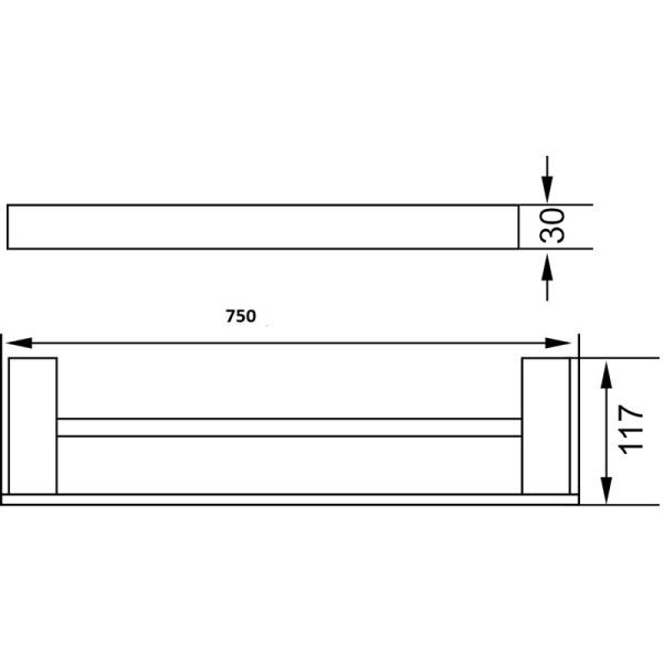 ROSA BLACK SINGLE TOWEL RAIL - 6408-750-B - Image 2