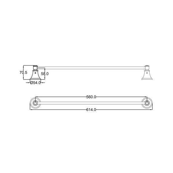 IKON / Clasico Single Towel Rail 600mm - 66501-600 - Image 6
