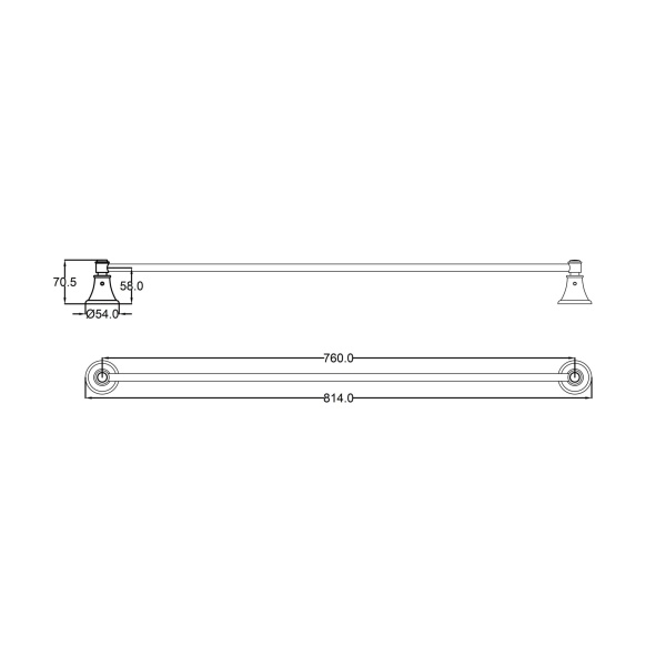 IKON / Clasico Single Towel Rail 800mm - 66501-800 - Image 6