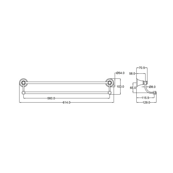 IKON/Clasico Double Towel Rail 600mm - 66502-600 - Image 6