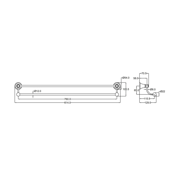 IKON/Clasico Double Towel Rail 800mm - 66502-800 - Image 6