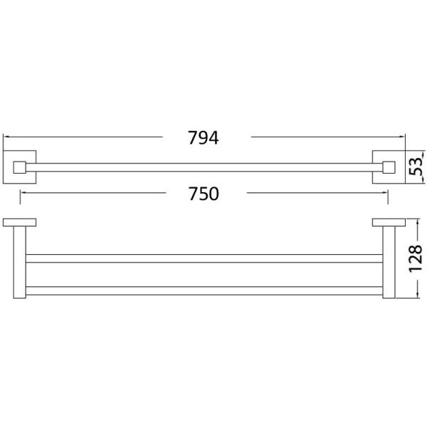 SARA DOUBLE TOWEL RAIL - 8911-75cm - Image 2