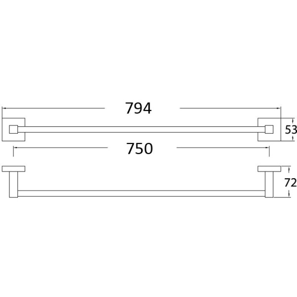 SARA SINGLE TOWEL RAIL - 8912-75cm - Image 2