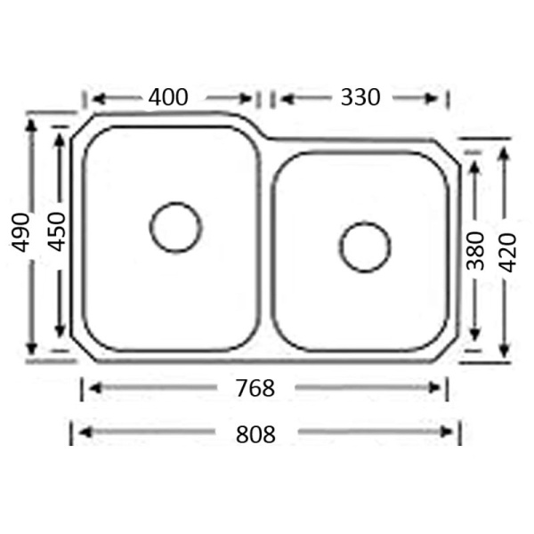 UNDER MOUNT,1 3/4 BOWL SINK - DB3119 - Image 2