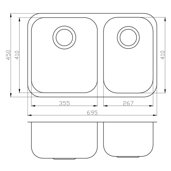 UNDER MOUNT,1 & 3/4 BOWL SINK - DB568A - Image 2