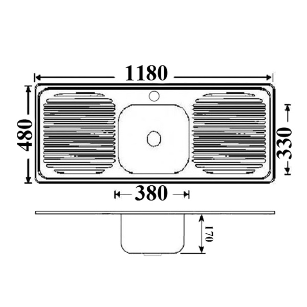 DOUBLE DRAINER,ONE BOWL SINK - DH446S - Image 2