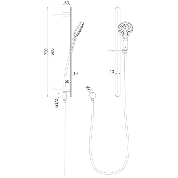 KARA HAND SHOWER ON RAIL CHROME - HPA11-301 - Image 3