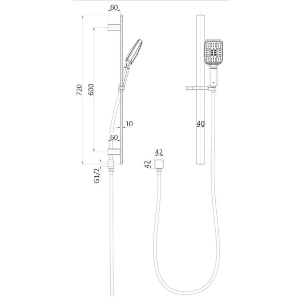 SETO HAND SHOWER ON RAIL CHROME - HPA66-301 - Image 3