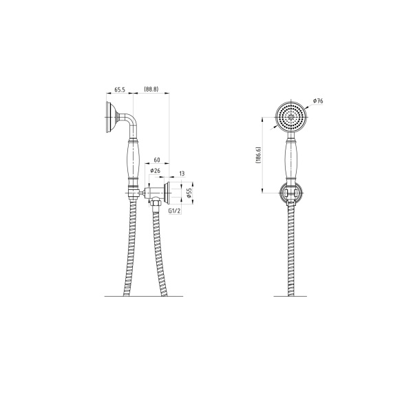 Clasico Hand Shower on Wall Outlet Bracket - HPA868-101-1 - Image 3